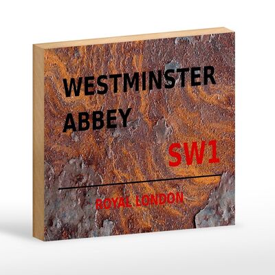 Cartel de madera Londres 18x12cm Royal Westminster Abbey SW1 decoración