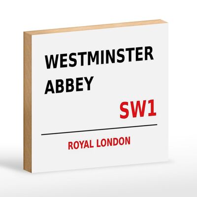 Letrero de madera Londres 18x12cm Royal Westminster Abbey SW1 letrero blanco