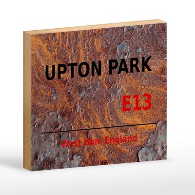 Cartel de madera Inglaterra 18x12cm decoración West Ham Upton Park E13