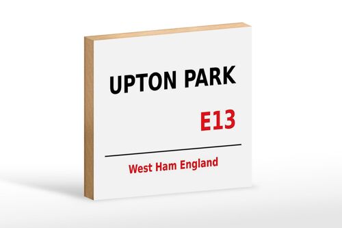 Holzschild England 18x12cm West Ham Upton Park E13 weißes Schild