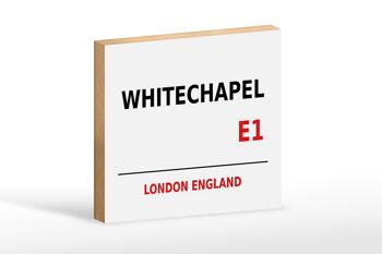 Panneau en bois Londres 18x12cm Angleterre Whitechapel E1 panneau blanc 1