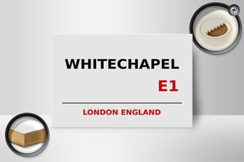 Panneau en bois Londres 18x12cm Angleterre Whitechapel E1 panneau blanc 2