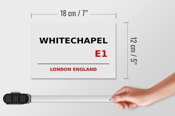 Panneau en bois Londres 18x12cm Angleterre Whitechapel E1 panneau blanc 4