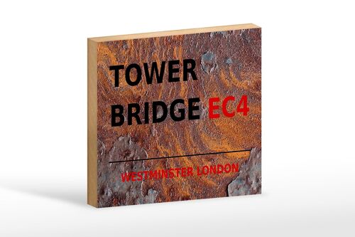 Holzschild London 18x12cm Westminster Tower Bridge EC4 Dekoration