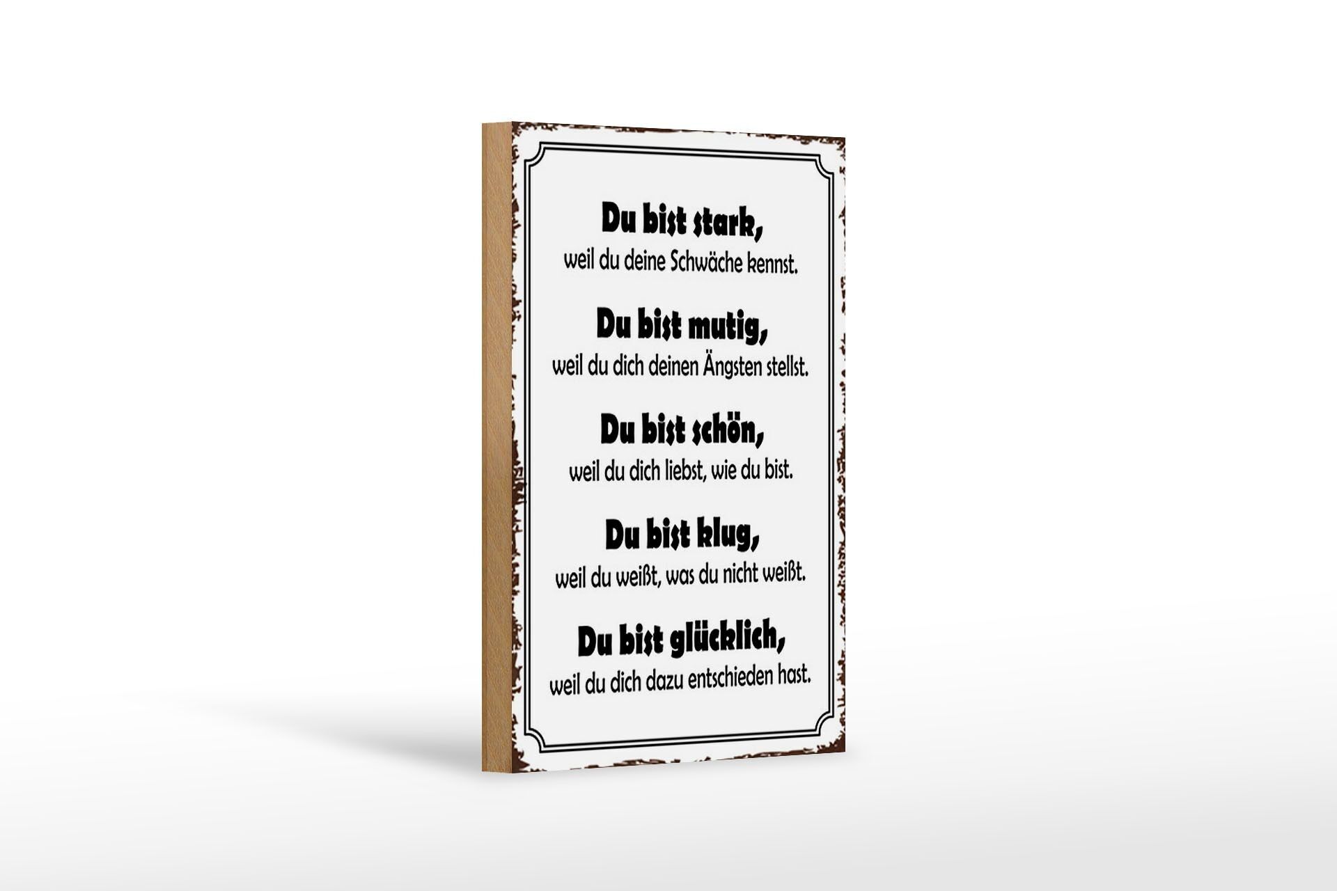 Cartello in legno con scritta "Sei forte, coraggioso" 12x18 cm, bellissima decorazione