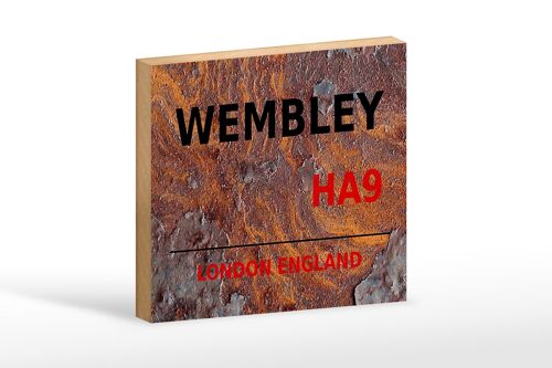 Holzschild London 18x12 cm England Wembley HA9 rust Dekoration