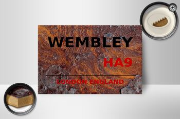 Panneau en bois Londres 18x12 cm Angleterre Wembley HA9 décoration rouille 2