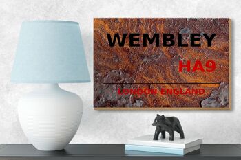 Panneau en bois Londres 18x12 cm Angleterre Wembley HA9 décoration rouille 3