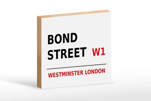 Holzschild London 18x12cm Bond Street W1 weißes Schild