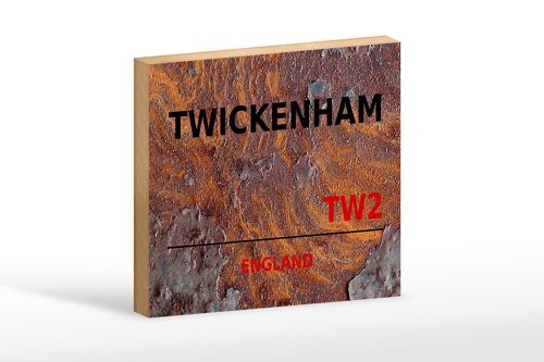 Holzschild England 18x12 cm Twickenham TW2 Wanddeko Dekoration
