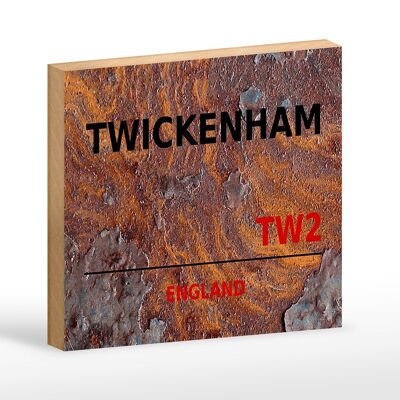 Holzschild England 18x12 cm Twickenham TW2 Wanddeko Dekoration