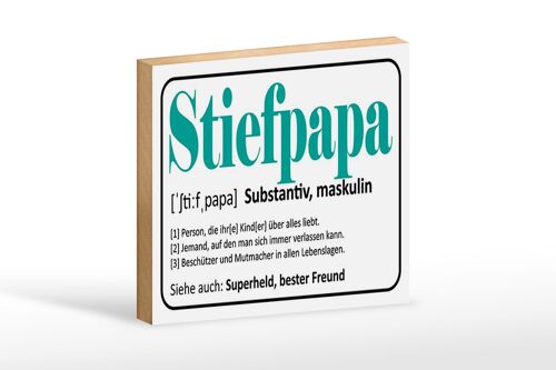 Holzschild Spruch 18x12 cm Stiefpapa Superheld Freund Dekoration