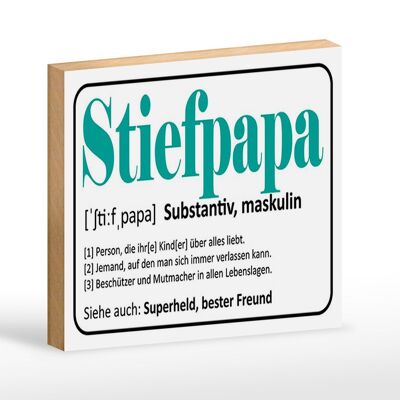 Holzschild Spruch 18x12 cm Stiefpapa Superheld Freund Dekoration