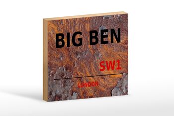 Panneau en bois Londres 18x12cm Décoration Street Big Ben SW1 1