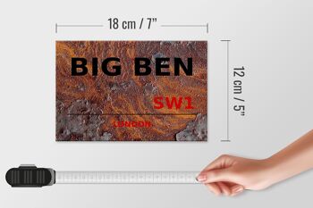 Panneau en bois Londres 18x12cm Décoration Street Big Ben SW1 4