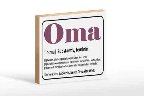 Holzschild Spruch 18x12 cm Oma Bäckerin beste Oma Welt Dekoration