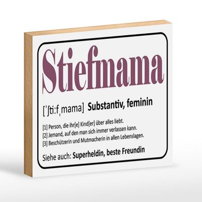 Holzschild Spruch 18x12 cm Stiefmama Superheldin Freundin Dekoration