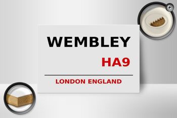 Panneau en bois Londres 18x12 cm Angleterre Wembley HA9 décoration 2