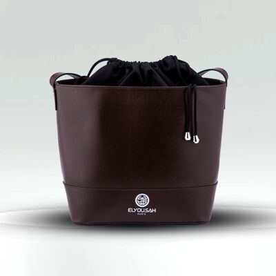 SAC SEAU LYS  / cuir de vachette pleine fleur  Marron