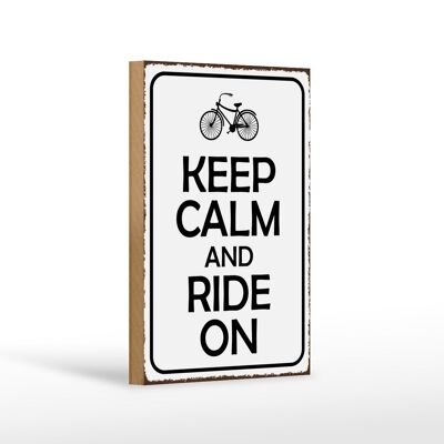 Cartel de madera con texto Keep Calm and Ride 12x18 cm decoración