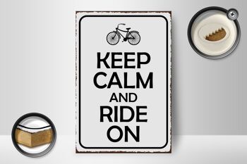 Panneau en bois disant 12x18 cm Décoration Keep Calm and Ride on 2