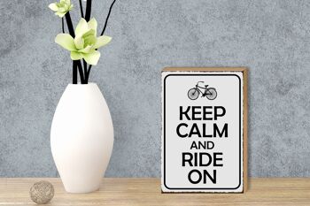 Panneau en bois disant 12x18 cm Décoration Keep Calm and Ride on 3