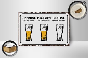 Panneau en bois disant 18x12 cm Bière Optimiste Pessimiste Décoration Réaliste 2