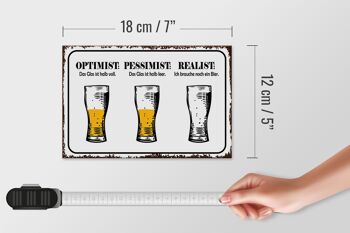 Panneau en bois disant 18x12 cm Bière Optimiste Pessimiste Décoration Réaliste 4