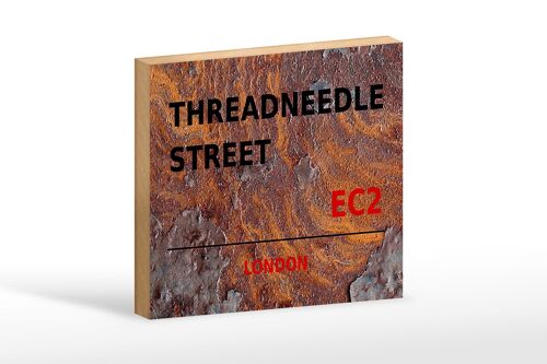 Holzschild London 18x12cm Threadneedle Street EC2 Dekoration