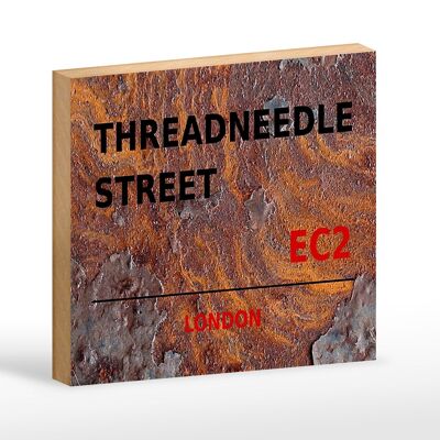 Wooden sign London 18x12cm Threadneedle Street EC2 decoration
