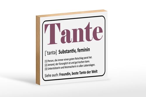 Holzschild Spruch 18x12 cm Tante Freundin beste Tante Welt Dekoration