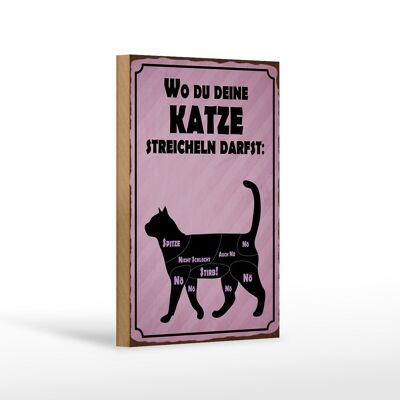 Cartel de madera que dice 12x18 cm donde acaricias a tu gato decoración
