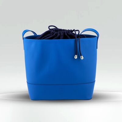 SAC SEAU LYS  / cuir de vachette pleine fleur Bleu