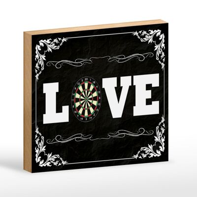 Cartello in legno con scritta Love Darts 18x12 cm decorazione murale