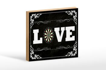 Panneau en bois disant 18x12 cm Décoration murale Love Darts 1