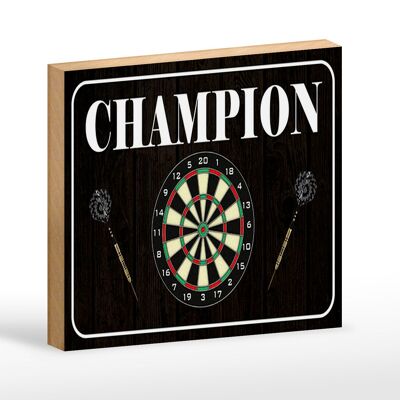 Panneau en bois disant 18x12 cm Décoration Darts Champion