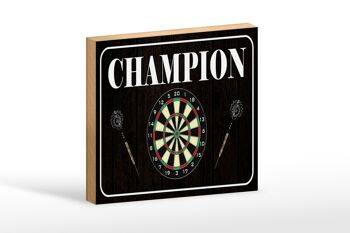 Panneau en bois disant 18x12 cm Décoration Darts Champion 1