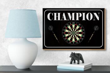 Panneau en bois disant 18x12 cm Décoration Darts Champion 3