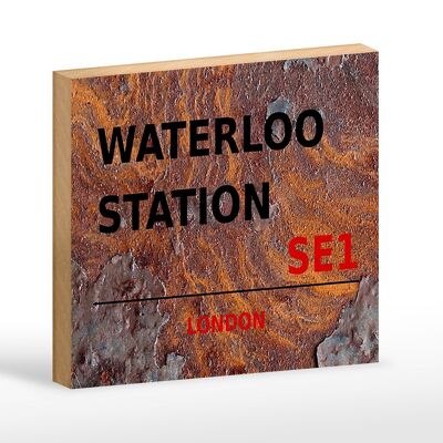 Cartello in legno Londra 18x12 cm decorazione Waterloo Station SE1