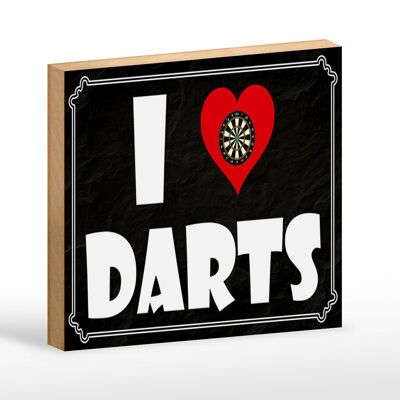 Targa in legno con scritta "I Love Darts" decorazione murale 18x12 cm