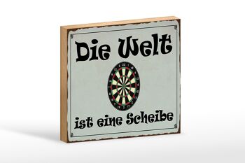 Panneau en bois disant 18x12 cm Darts the world is a disc decoration 1