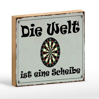 Panneau en bois disant 18x12 cm Darts the world is a disc decoration