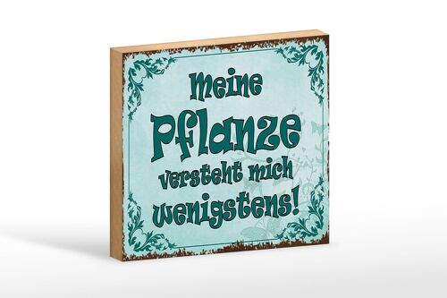 Holzschild Spruch 18x12 cm meine Pflanze versteht mich Dekoration