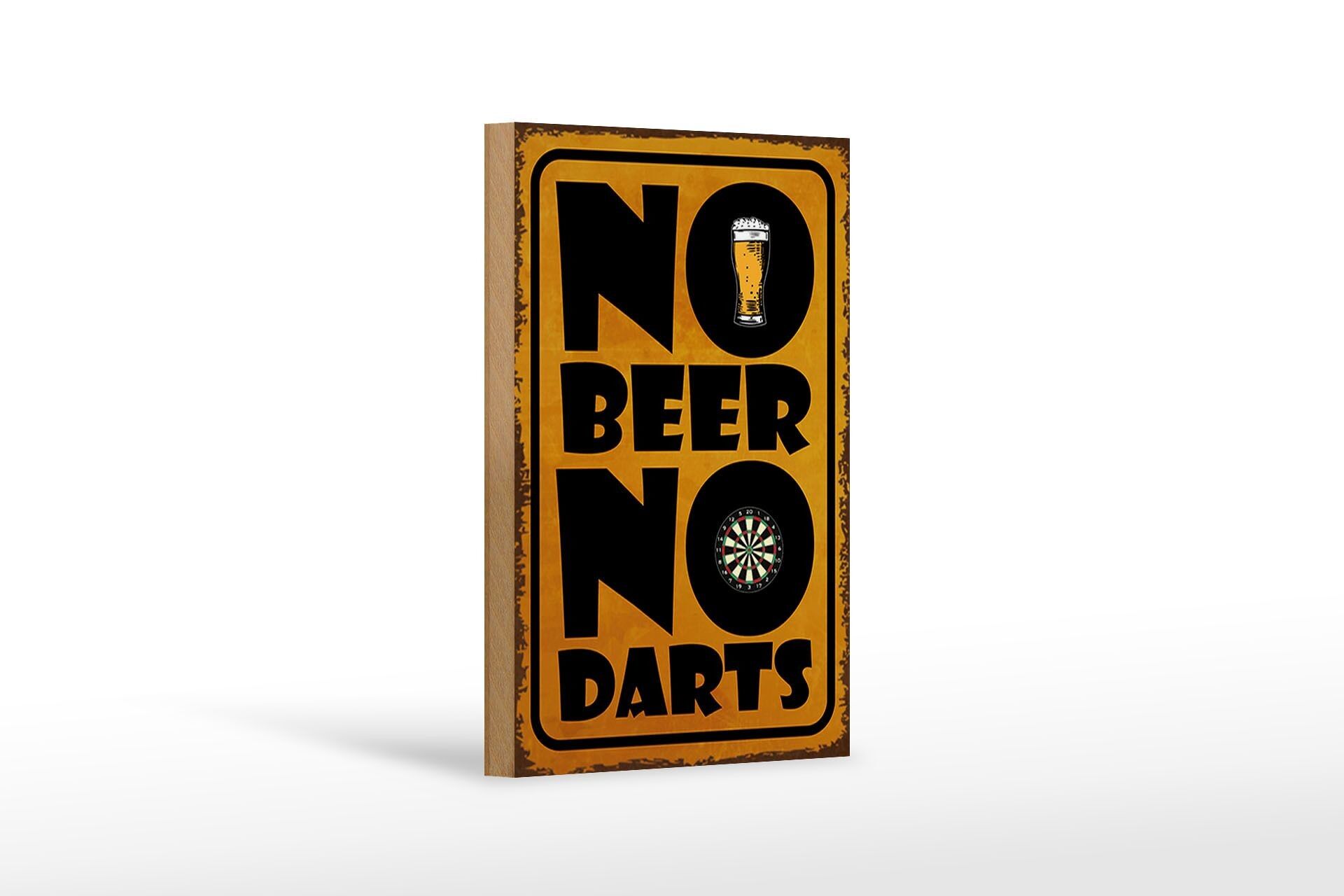Cartello in legno con scritta 12x18 cm decorazione No Beer No Darts