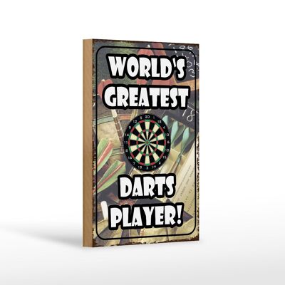 Cartel de madera que dice 12x18 cm Decoración del mejor jugador de dardos del mundo