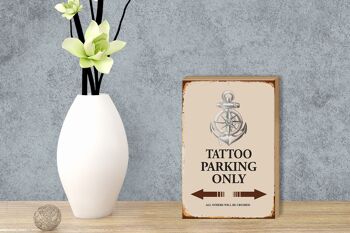 Panneau en bois indiquant 12x18 cm Tattoo Parking uniquement toutes les autres décorations 3