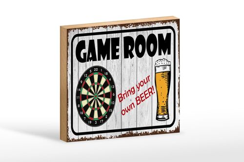 Holzschild Spruch 18x12 cm Dart game room bring your Beer Dekoration