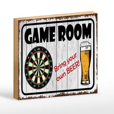 Holzschild Spruch 18x12 cm Dart game room bring your Beer Dekoration