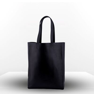 TOTE BAG ACACIA / piel de vacuno plena flor Negro