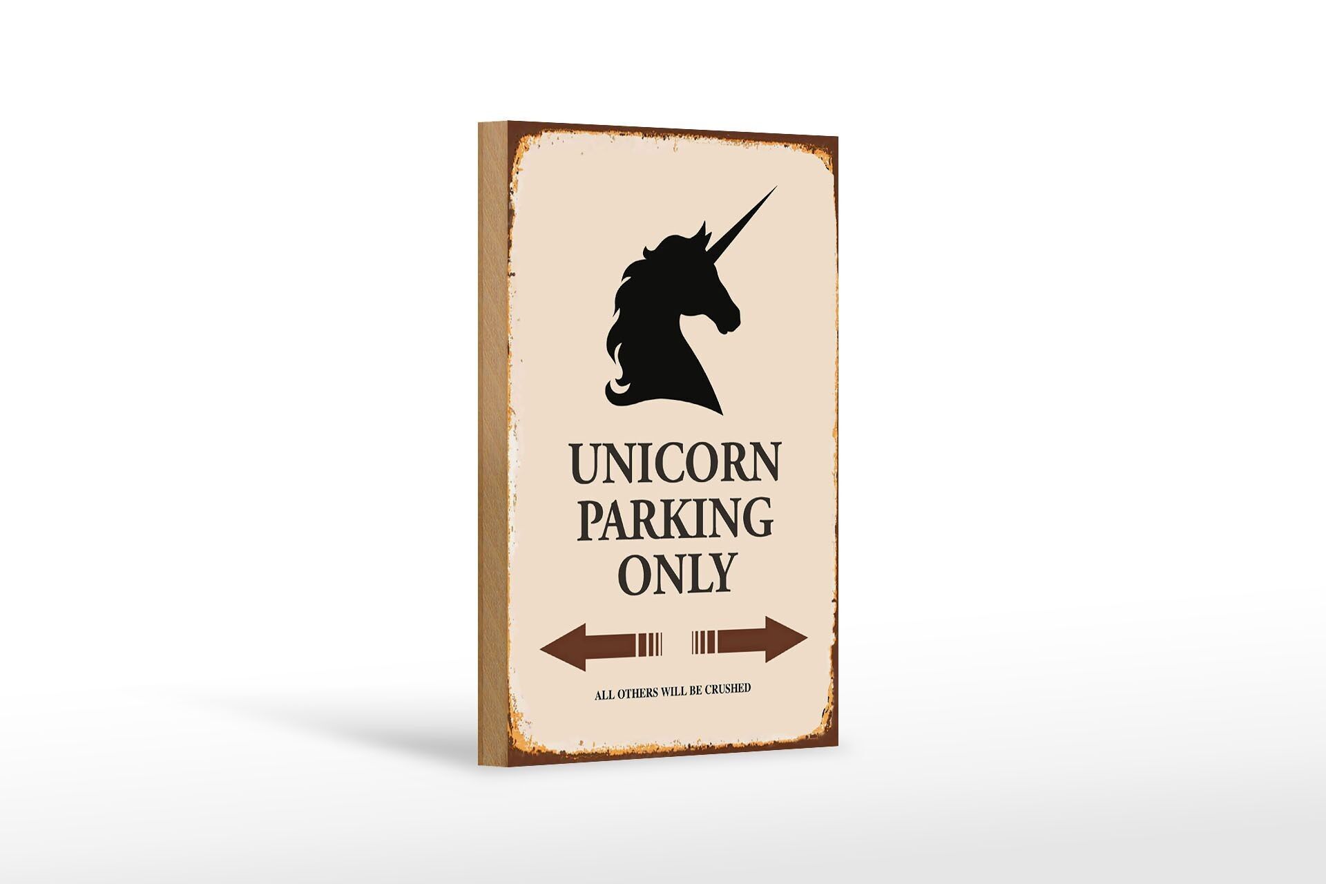 Cartello in legno con scritta 12x18 cm Unicorno Parcheggio solo tutte le altre decorazioni